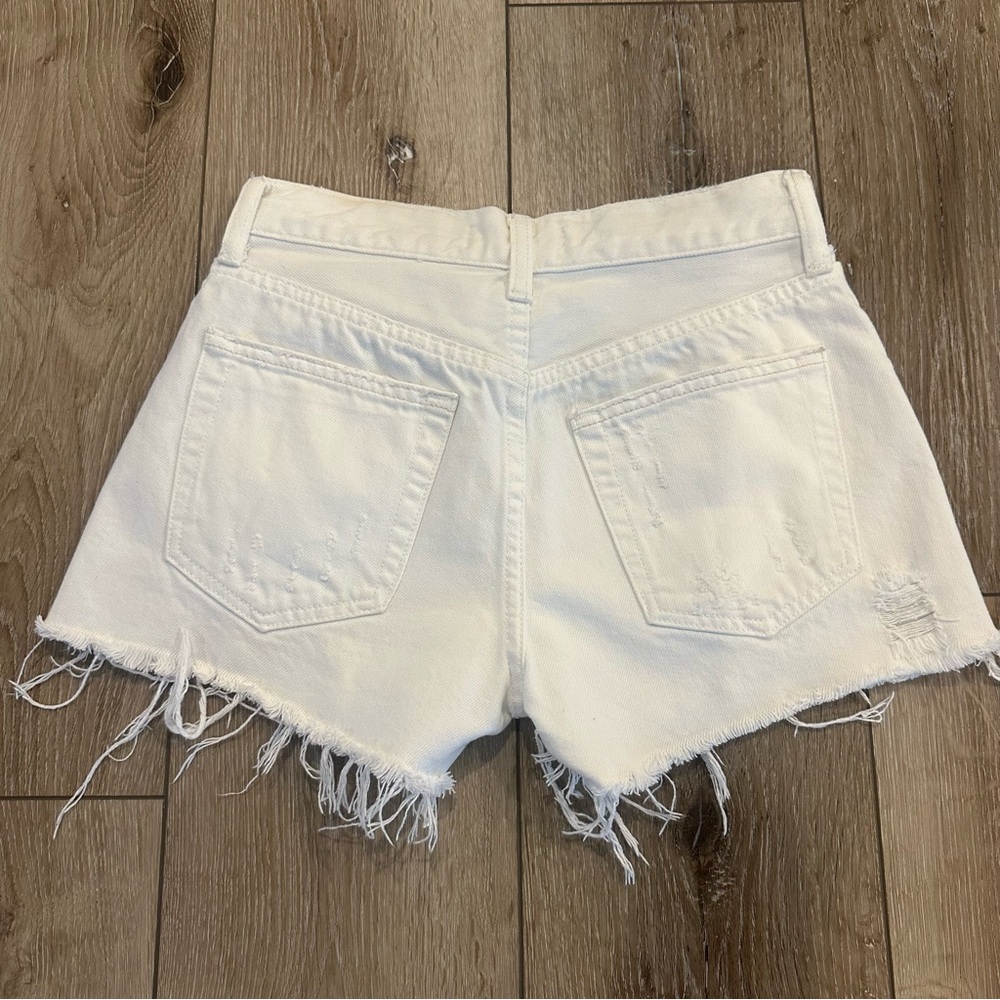We The Free White Frayed Jean Shorts Mid Rise White Denim Free People 24